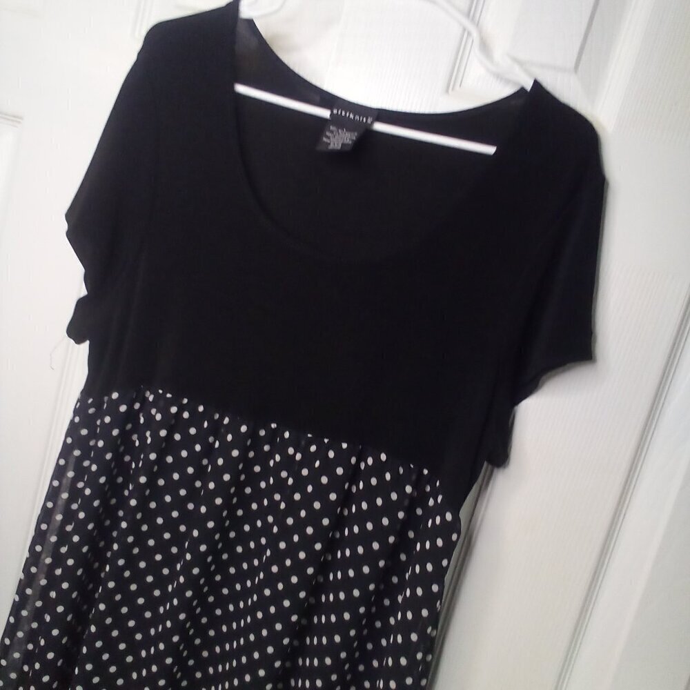 Citiknits Dress Women L Short Sleeve Polka Dot Black White - Picture 10 of 16
